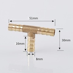 5x 5/16″ (8mm) Hose Barb TEE Brass Pipe 3 Way T-Shaped Fittings Connector Parts