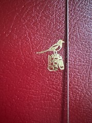 BIEFFE Set Of 3 Small RED Notebooks Gold Bird MOTIF Red Edges 5.5” X 8” Italy
