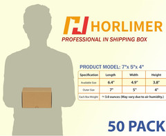7X5X4 Inches Shipping Boxes Set of 50, Brown Corrugated Cardboard Box Literature