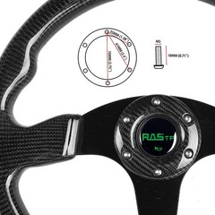 RASTP Carbon Fiber Racing Steering Wheel, 13.8”/350mm 6 Bolts Steering Whe