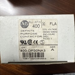 ALLEN BRADLEY 400-DP30NA3 400 Definite Purpose Contactor 30A 208/240V 50/60HZ