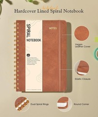 A5 Dotted Spiral Journal Notebook 100GSM Dot Grid 150 Pages Hardcover Brown
