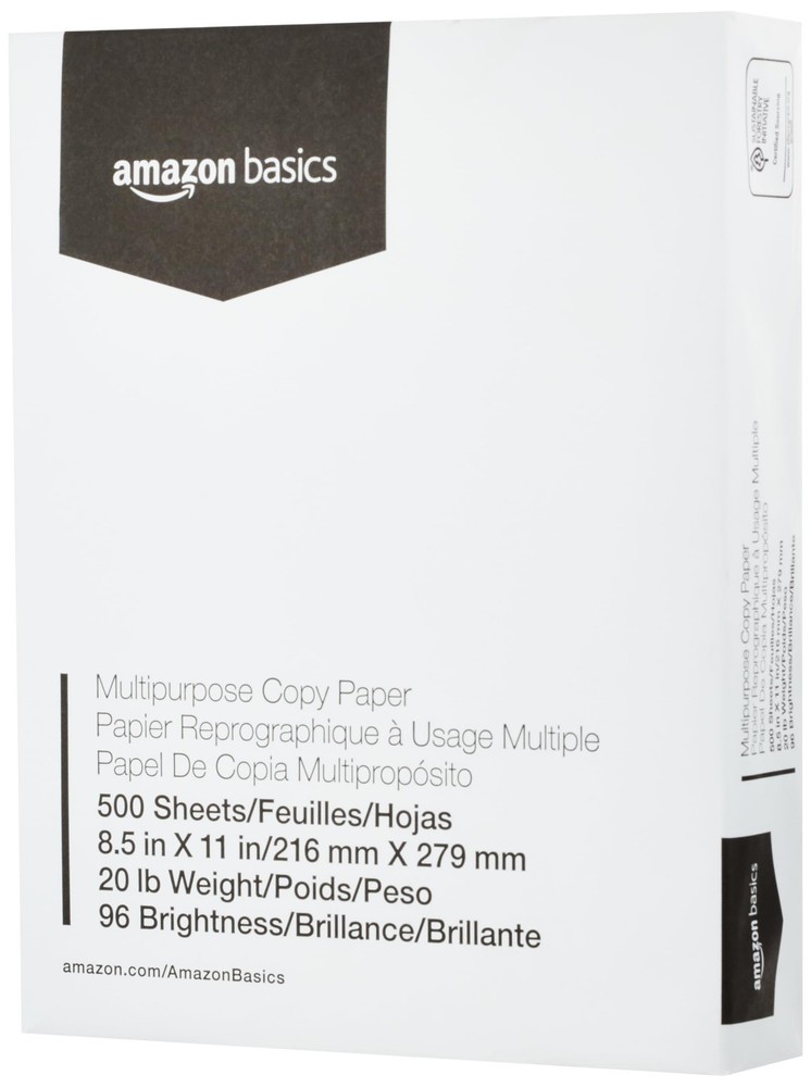 Multipurpose Copy Printer Paper 8.5×11 20lb 96 Bright White 500 Sheets Ream
