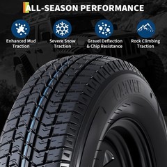 2-Pack ST175/80D13 Trailer Tire Rim 5 Lug 4.5 PCD Load C 6PR Black