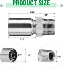 12 Pack 1/2″ NPTF Hydraulic Hose End Fittings, 1/2″ I.D. Hose x 3/4″ NPTF Male