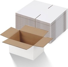 7x5x4 Inches Shipping Boxes Pack of 25 White Corrugated for Mailing