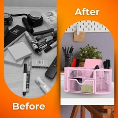 Pen Holder Desk Organizer – 9-Compartment Pencil Holder Desk Organizer with D…
