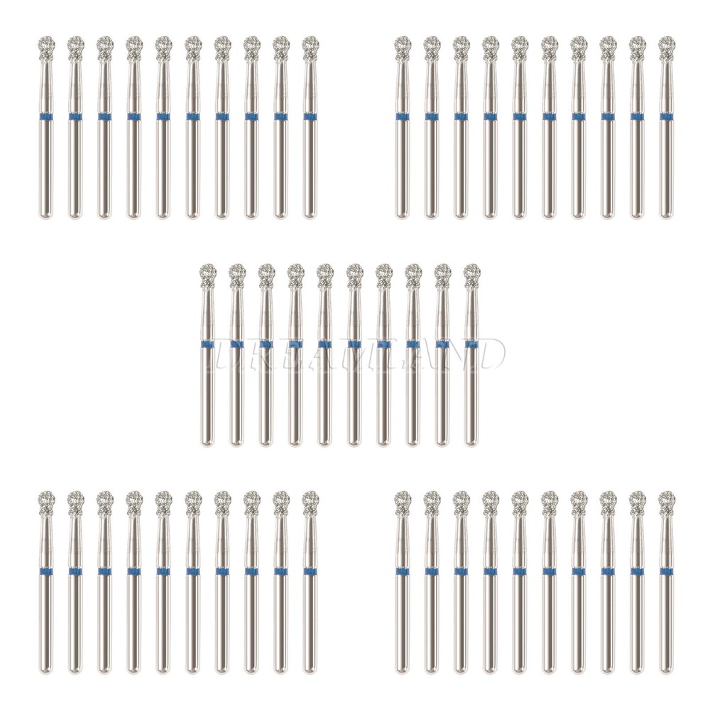 50 pcs Dental Diamond Ball Round burs Medium FG 1.6mm for High Speed Handpiece