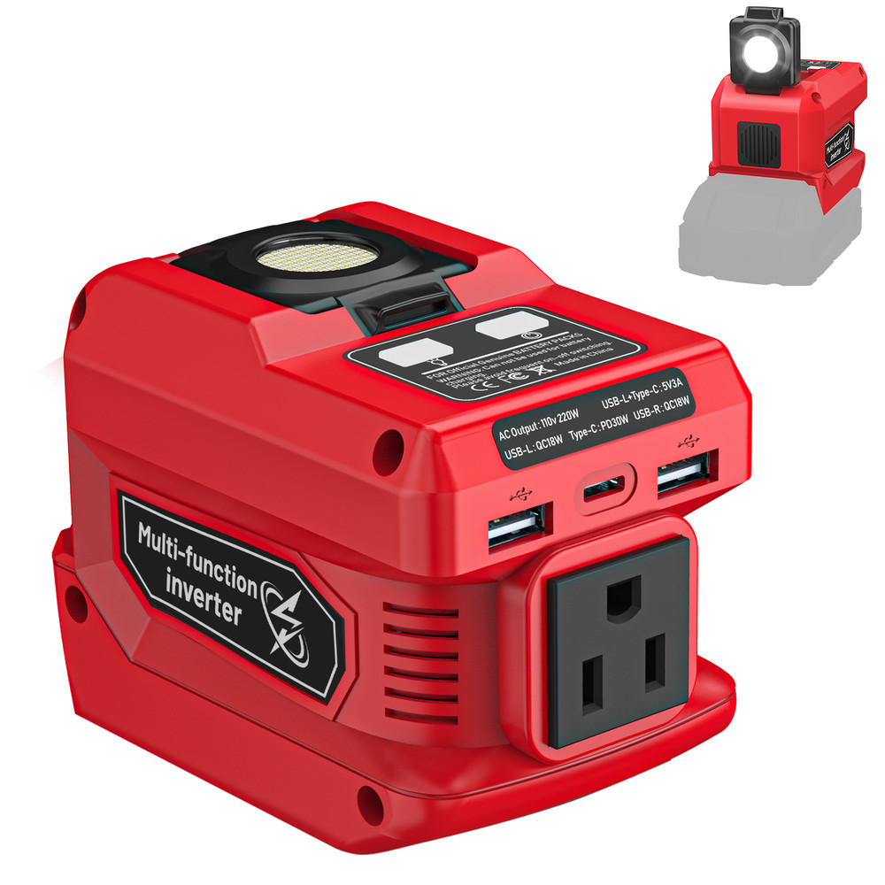 Power Inverter & Voltage Regulator Set Compatible with Milwaukee 18V Battery