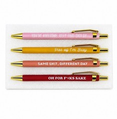 Yes! Designs Funny Dirty Words Ballpoint Pens For Adults Set of 4, New Open Box