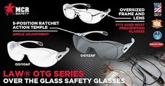 MCR Crews OG110AF Law OTG Over The Glass Safety Glasses Clear Lens Select Qty