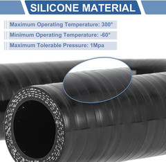 25Mm / 1” Inch ID 180 Degree U Bend Shape Silicone Elbow Coupler Hose Black Car