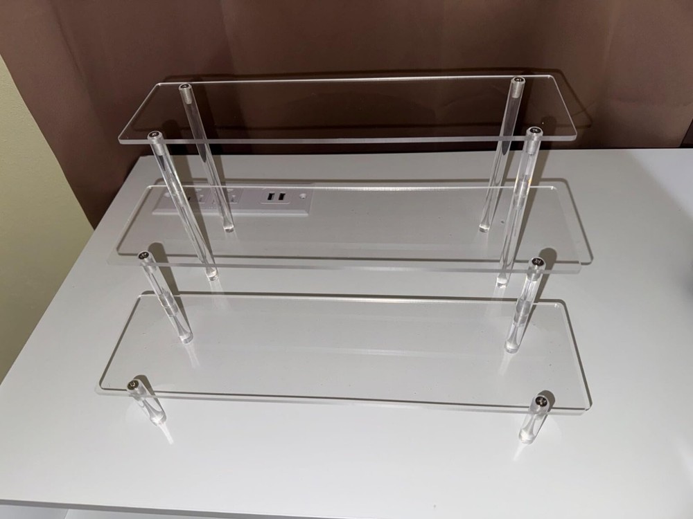 3 Tier Acrylic Display Risers, Large Perfume Organizer 8.5 x 11.8 x 5.9 inches