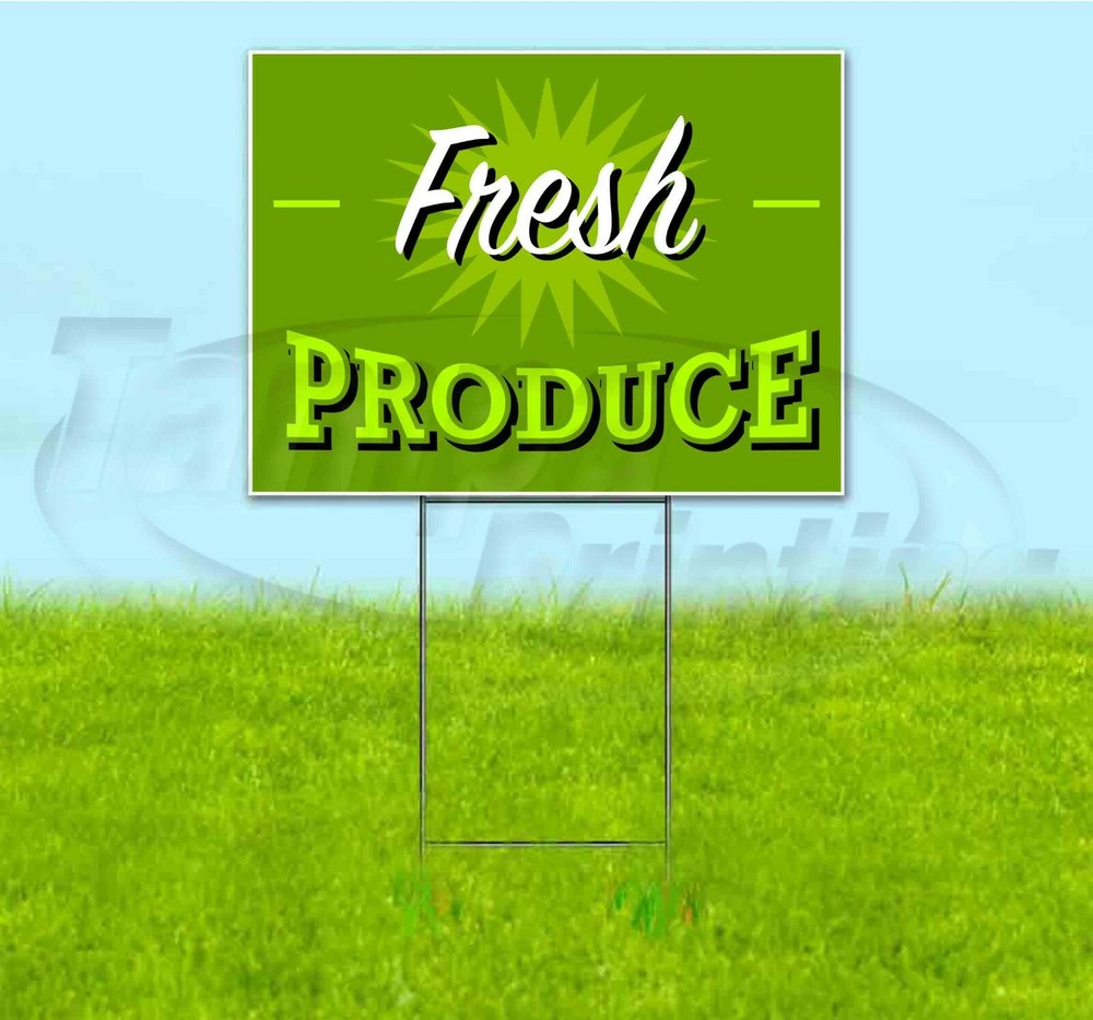 FRESH PRODUCE 18×24 Yard Sign WITH STAKE Corrugated Bandit PRODUCE STAND