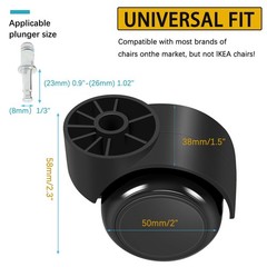 2 Inch Black Silent Stemless Caster,Office Chair Wheels Replacement Chair