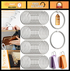 200 Pack 2″ Metal Loose Leaf Binder Rings | Nickel Plated Book Rings for Crafts,