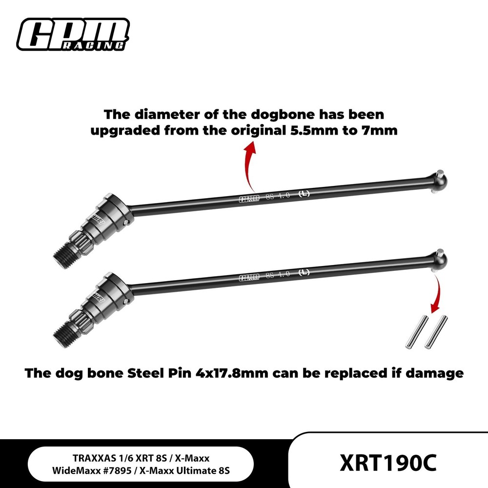 Carbon Steel F/R Driveshaft For TRAXXAS 1/6 XRT 8S X-Maxx #7895 WideMaxx #jg