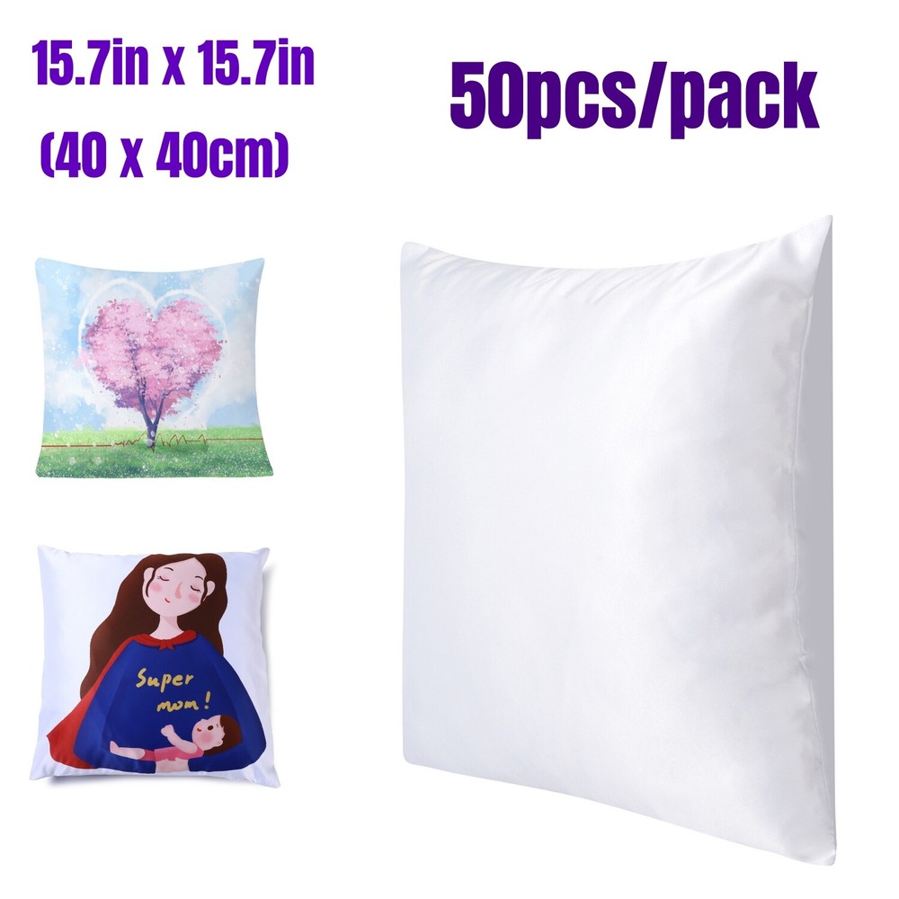 50/Pack 15.7 x 15.7in White Sublimation Pillow Case Blanks for DTF Printing USA
