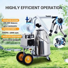 Electric Cow Milking Machine 25L Portable Milker Machine Pulsation Vacuum Milker