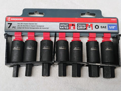 CRESCENT 7pc 1/2 in. SAE 6 Point Hex Bit Socket Set Impact Rated HD Mechanic NEW