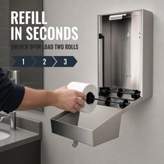 Commercial Toilet Paper Dispenser – 304 Stainless Steel Double Roll Holder – …