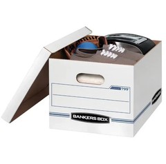Bankers Box Basic Duty Letter/Legal Storage Box with Lids, White Color, 10 Pack