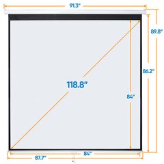 120” Projector Screen Projection Screen Manual Pull Down HD Screen 1:1 Format