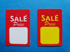 Unstrung Sale Price Tags RED WHITE YELLOW Small Retail Merch Coupon No String
