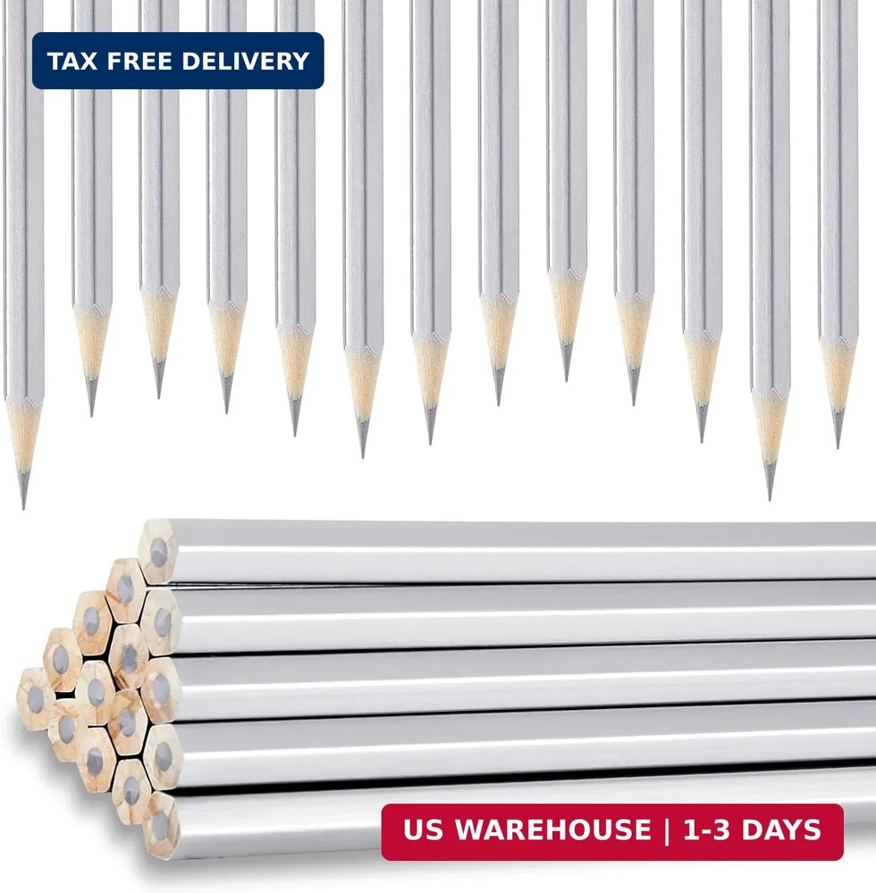 Gersoniel 24 Pack Silver Welders Pencil Metallic Marking Pencil for Welders Cons
