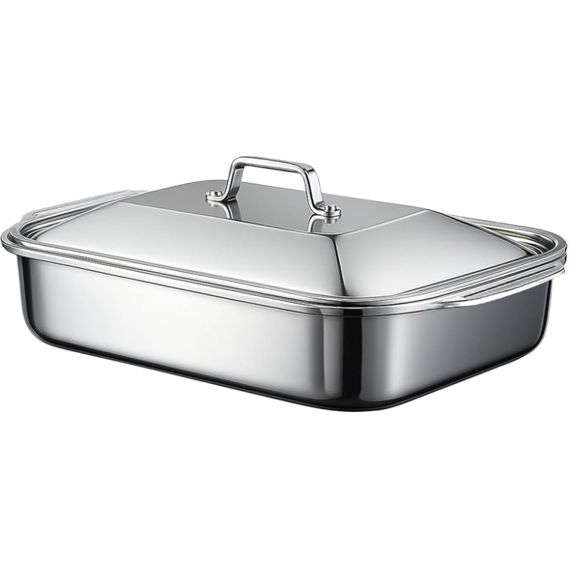 2PCS Stainless Steel Baking Pan with Lid Cake Pans with Covers Bakeware Baking