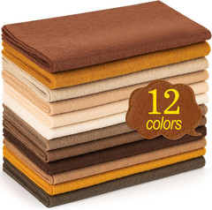 12 Rolls 8″X35″(20.5X90Cm) 1.4Mm Thick Soft Felt Fabric Sheet 12 Assorted Brown