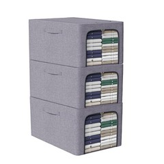 GuliPostan 3 Pack 31L Stackable Clothes Storage Bins with Metal Frame Handles…