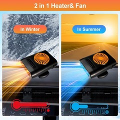 200W 12V Car Heater Cooling Fan for Windshield Defrosting – Orange/Black