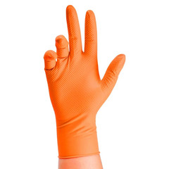Heavy Duty Orange Nitrile Gloves 8Mil Industrial Disposable Diamond Oran 10PCS