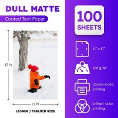 Dull 80lb Text Digital Low Gloss Paper, C2S, 11 x 17, 100 Sheets