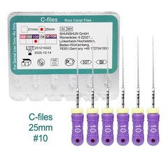 6 Pcs/Pack Dental 21/25mm C-Files Endo Root Canal File Stainless Steel Hand Use