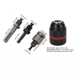 13mm Keyless Drill Chuck Metal Heavy Duty 1/2”-20UNF with SDS-Plus/Hex Shank