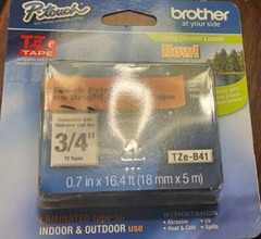 Genuine Brother P-Touch TZE-B41 Laminated Tape Black Print On Orange