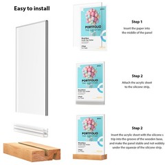 Acrylic Sign Holder with Wood Base 8.5×11 Inch Vertical and Slant Displays (2…