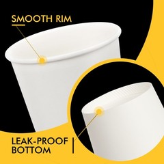 RACETOP [100 pack] Disposable Coffee Cups with 12 Ounces, White-Black Lids