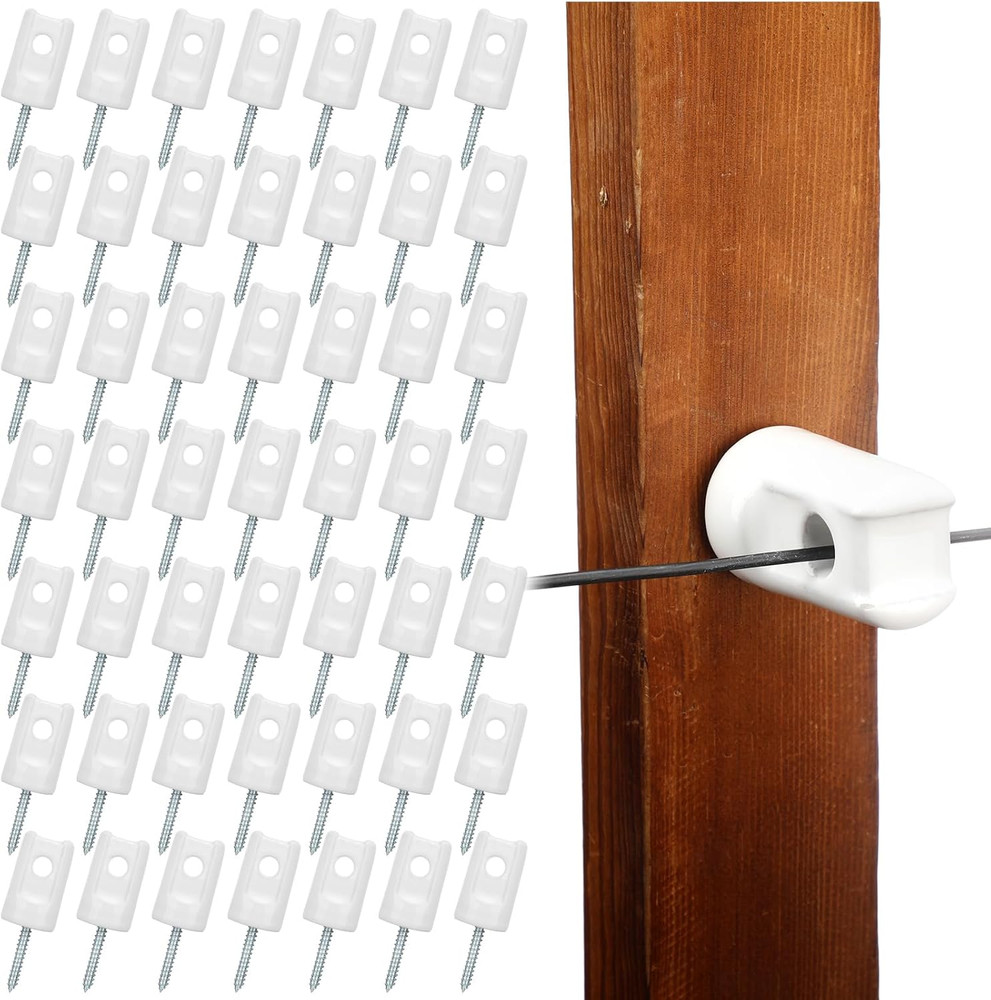 Blulu 50 Pack Ceramic Electric Fence Insulator Heavy Duty Ceramic Porcelain Lag