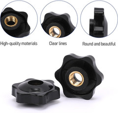 10 Pack 6 Star Knobs 1/4 Inch 20 Female Threaded Hexagon Head Thru Knob Clamping