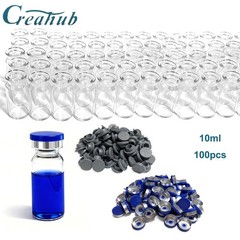 100Pcs 10ml Clear Glass Vials Headspace Vials w/ Flip Caps Sample Vials
