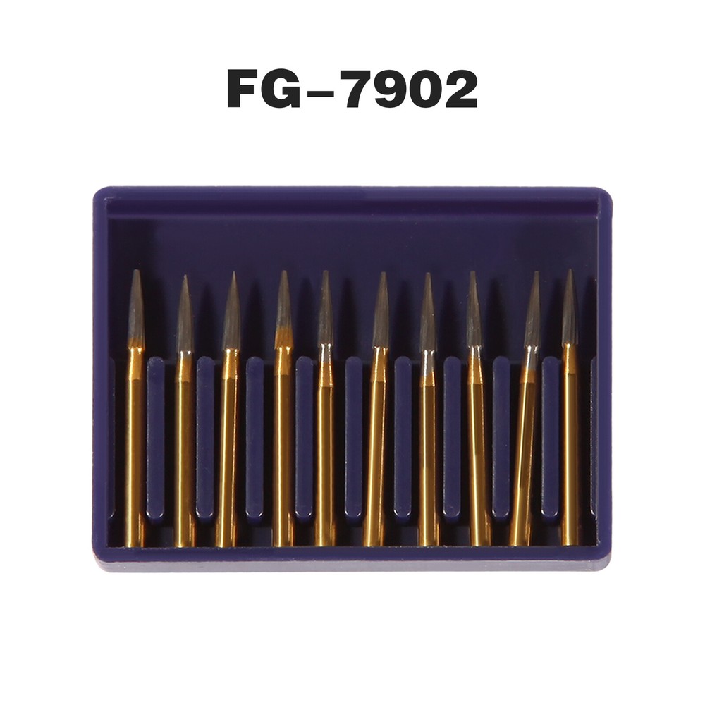FG 7902 Dental Tungsten Carbide Steel Gold Burs Needle shape For High Speed New