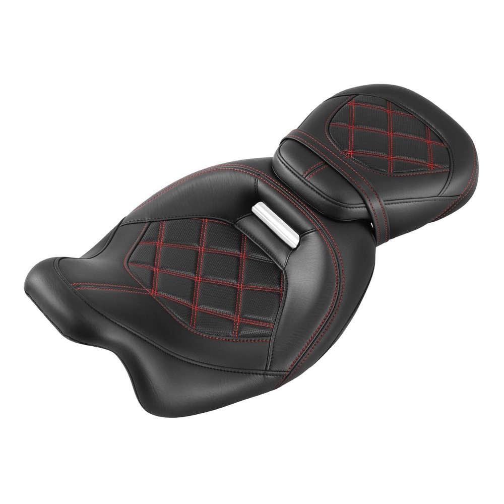 Two-Up Detachable Motorcycle Seat for Touring Road King Special FLHRXS Black Red