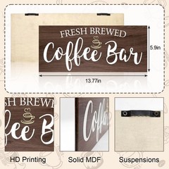 Rustic Coffee Bar Sign Wall Decor – Vintage 13.77 inches x 5.9 inches, brown