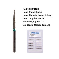 Dental Burs Diamond Flame FG for High Speed Handpiece Friction Grip Coarse Fine