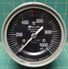3″ Moeller Pressure Gauge 0-1000 psi LBM NSN 6685-00-871-3559