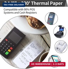 3-1/8 x 230ft Thermal Receipt Paper Rolls, Cash Register Paper Rolls, Thermal Pa