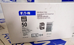 1 New EATON GFTCB250 2 Pole 50 Amp 120/240v Plug-On GFI Breaker 100 + In Stock